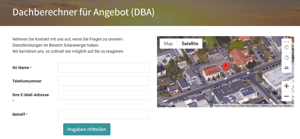 Unser innovativer Lead-Generator, der Rooftop Calculator, ist eine Branchenneuheit. PowerOn-Rooftop Calculator